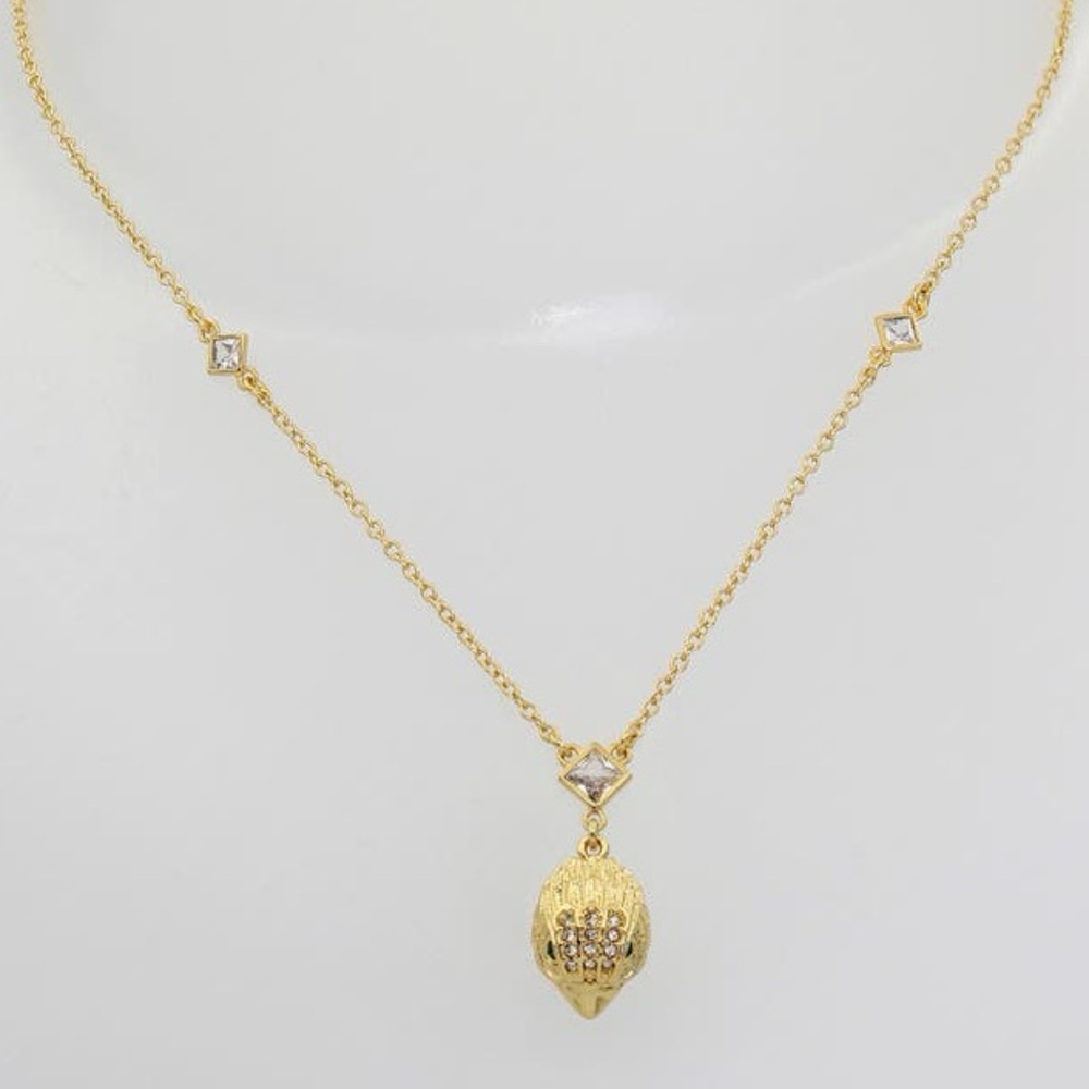 Gold Pendant Necklace with Crystal Accents - Women Jewelry